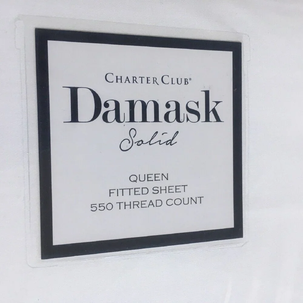 new SOLID WHITE Charter Club 550 TC 100% Cotton 18” Deep Queen Fitted Sheet
